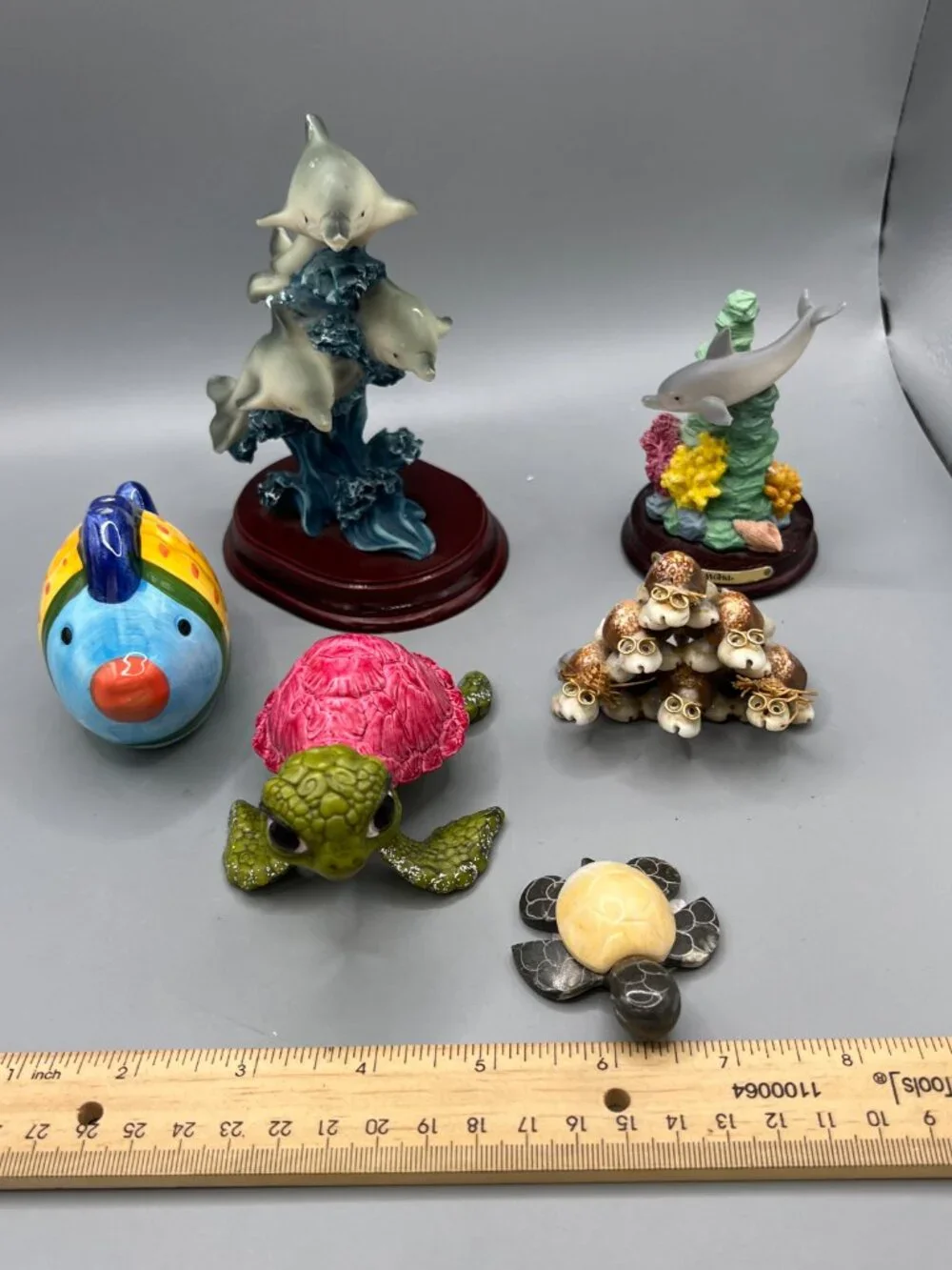 Turtles Dolphins Sea Creatures Lot of 6 Items Salt Pepper Shaker Shells
